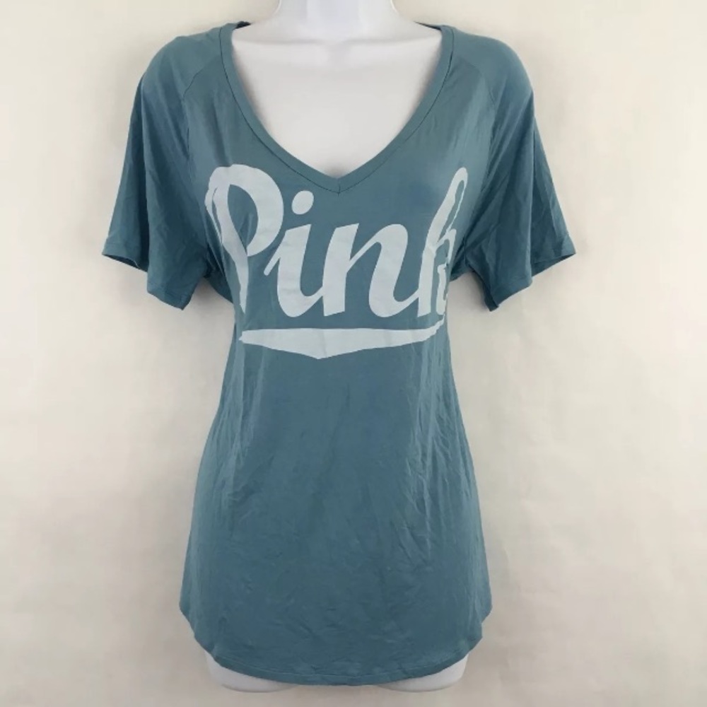 PINK Victoria’s Secret Short Sleeve Logo Tee Blue